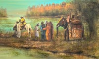 A. Q. Arif, 36 x 60 Inch, Oil on Canvas, Cityscape Painting, AC-AQ-470